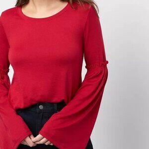 NWT Gap Plush-Knit Bell-Sleeve Top, Red, Size M